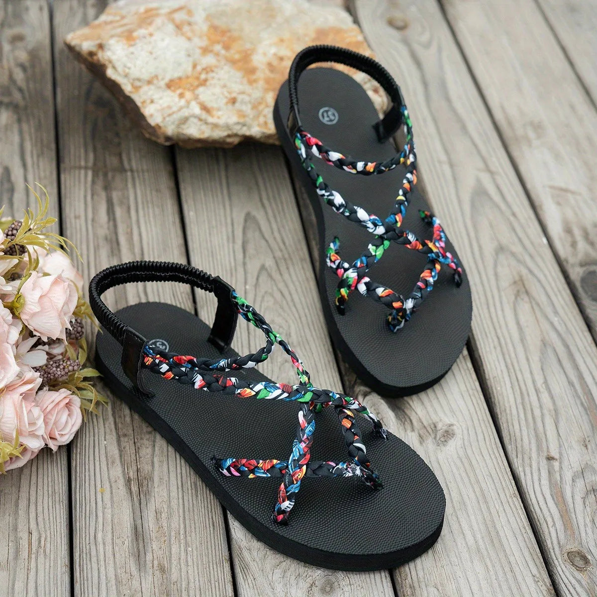 Lightweight Large Size Beach Sandals Summer Round Head Comfortable