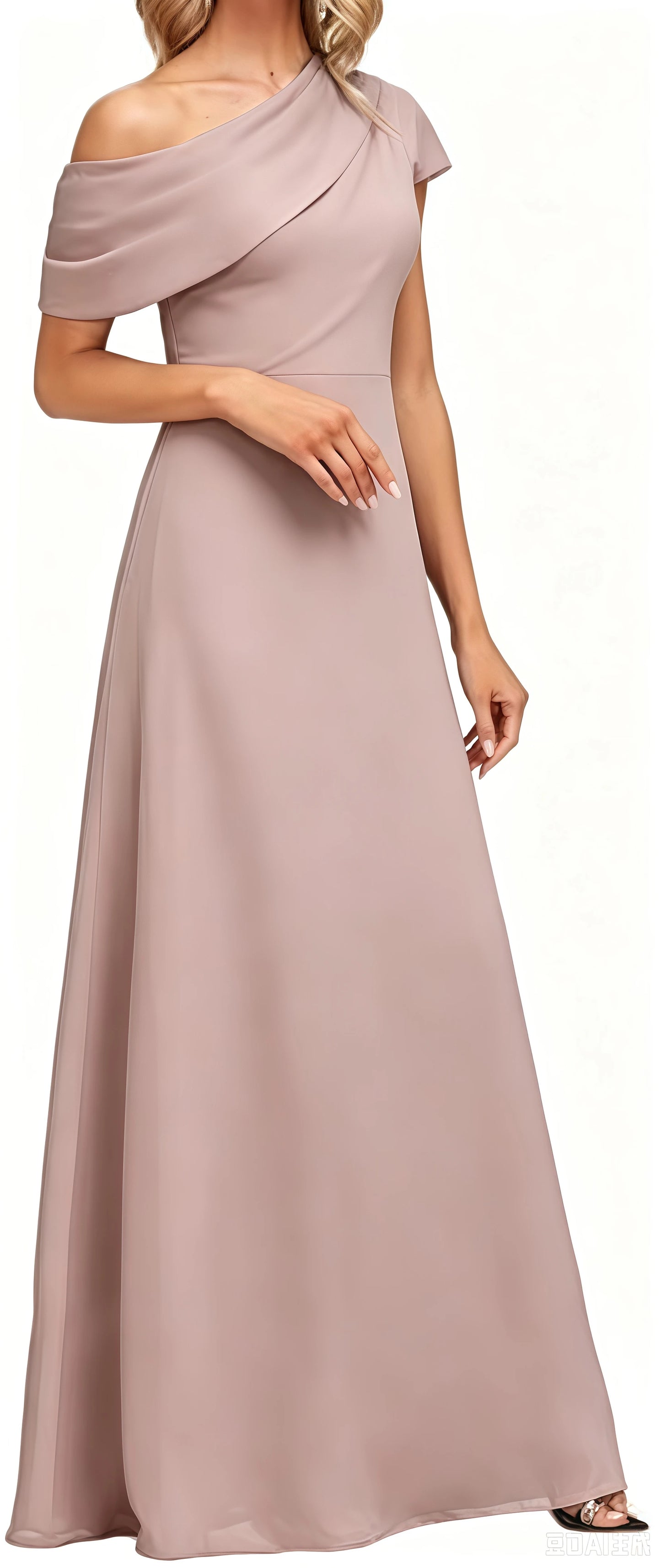 Women's Formal Mother of The Bride Dress Long Floor Length One Shoulder Evening Gown for Wedding Party Cocktail Garden Prom Ball
