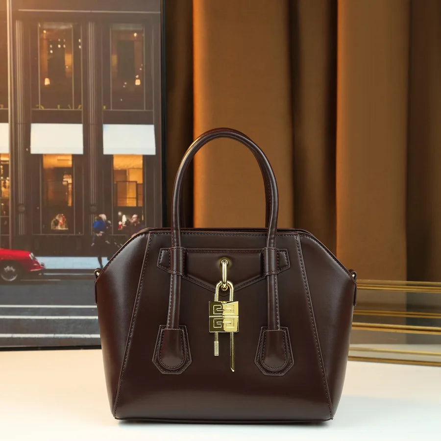 Classic Leather Crossbody Tote Bag