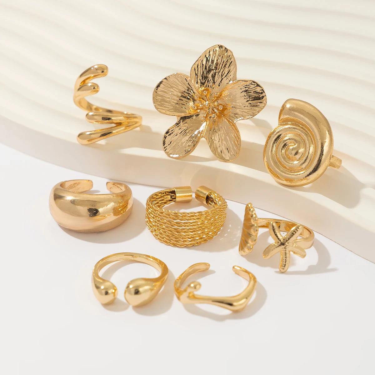 Petal Flower Ring Set