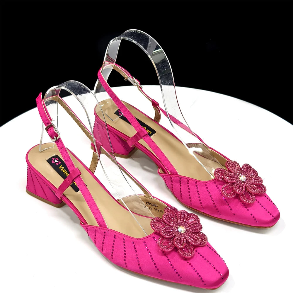 Party Shoes and Bag Heel Decoration Pure Elegant Flower