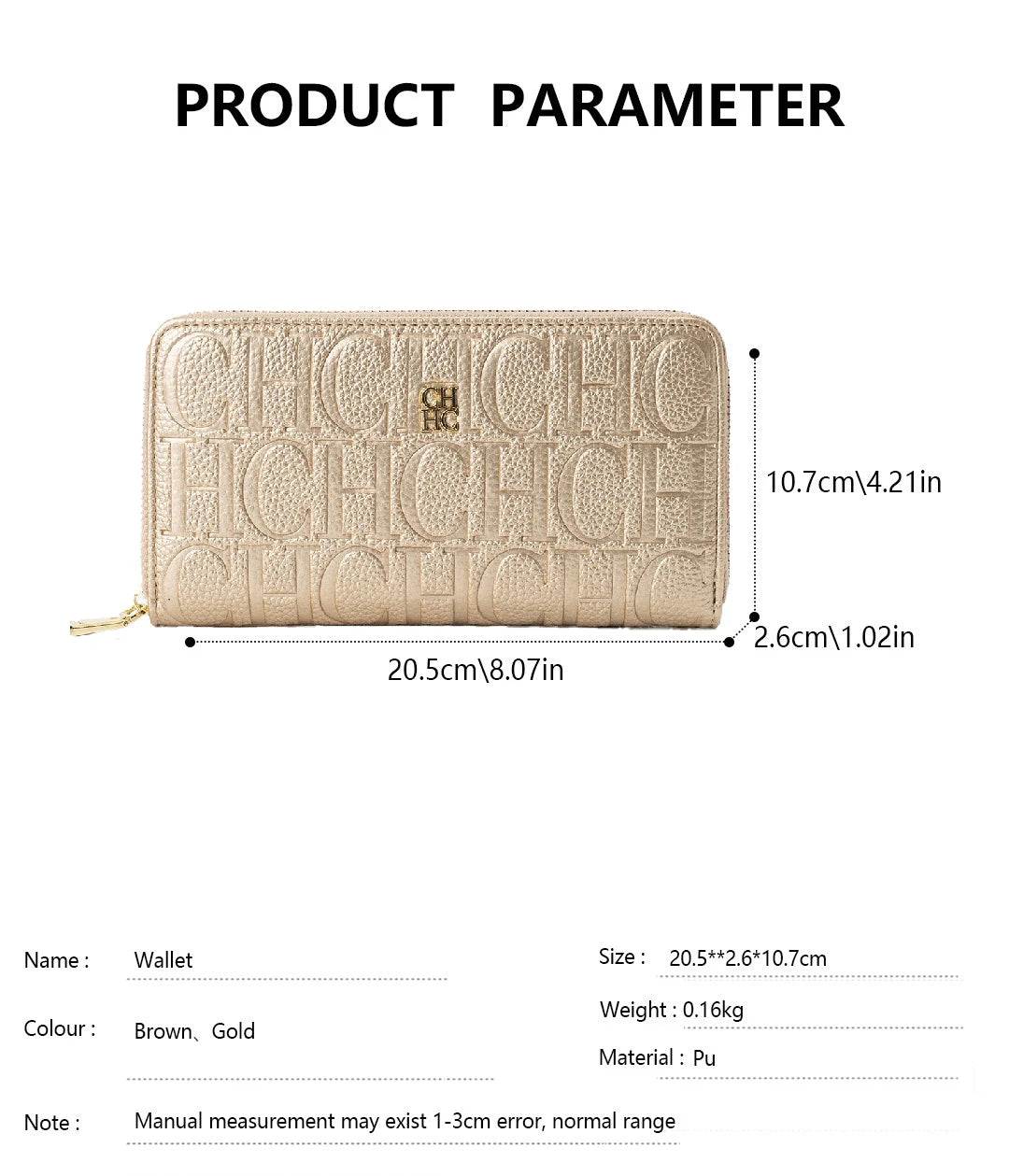 Embossed Zip Around Long Wallet