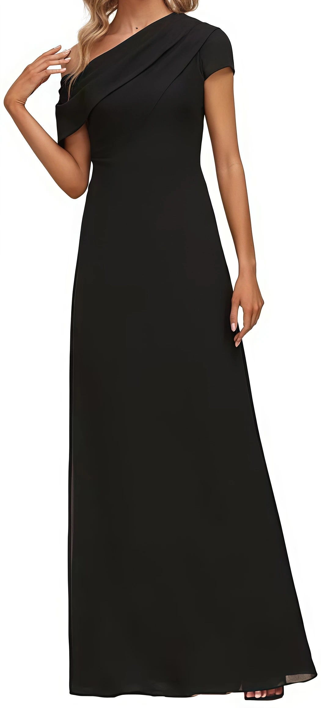 Women's Formal Mother of The Bride Dress Long Floor Length One Shoulder Evening Gown for Wedding Party Cocktail Garden Prom Ball