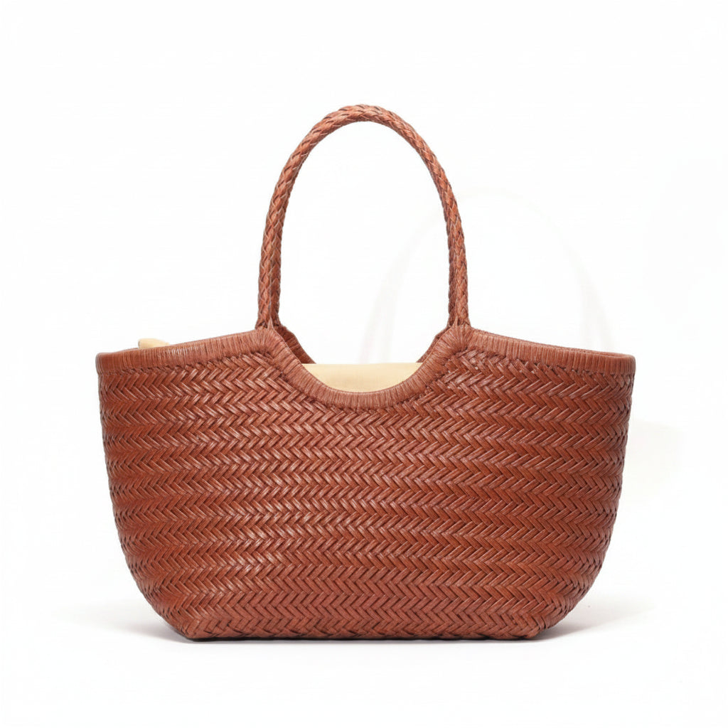 Genuine Leather Woven Tote Bag