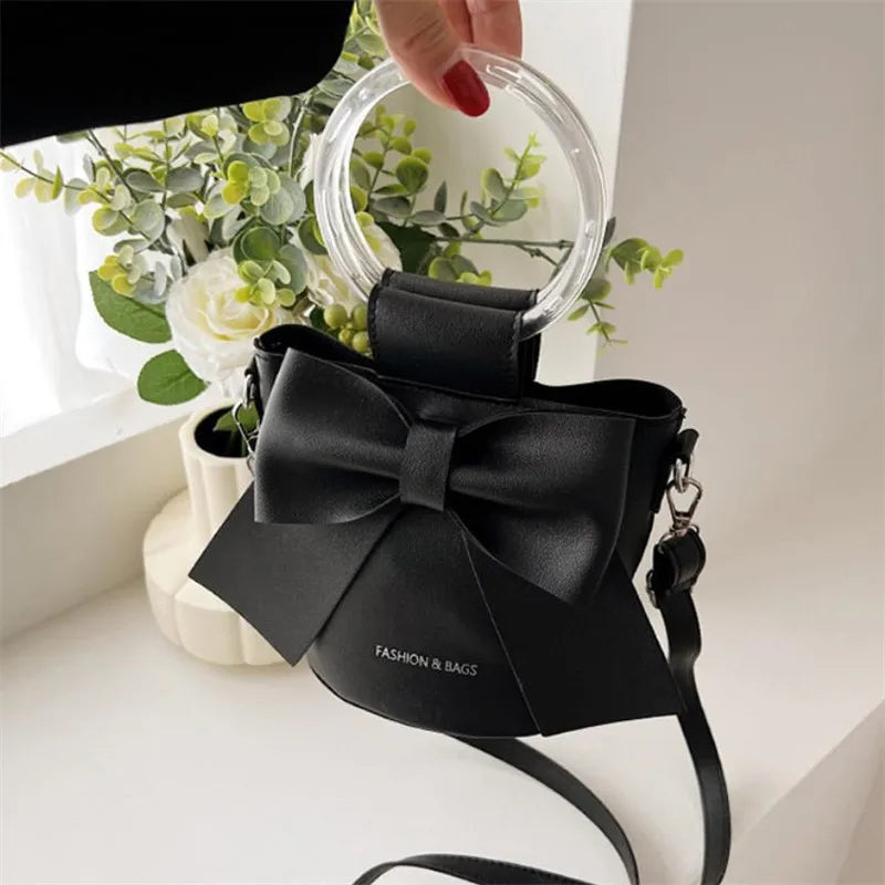 Bow Bucket Shoulder Crossbody Bag