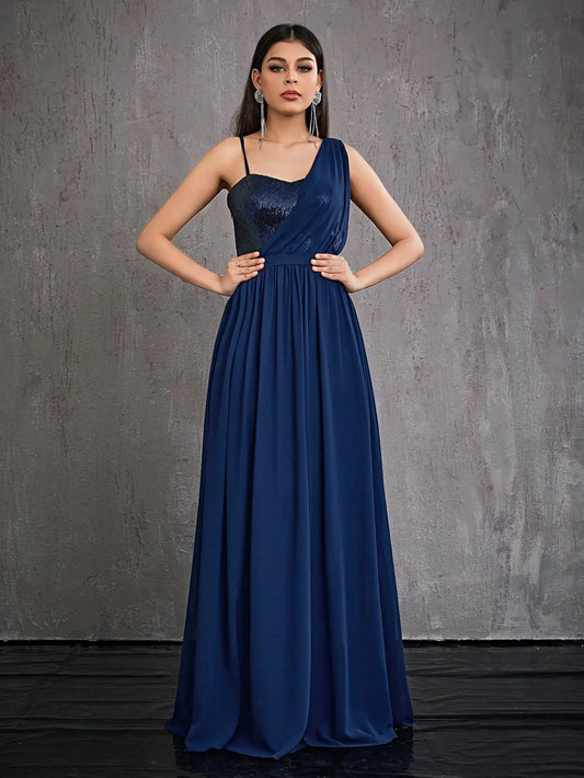 Strapless Sequin Off Shoulder Evening Dress