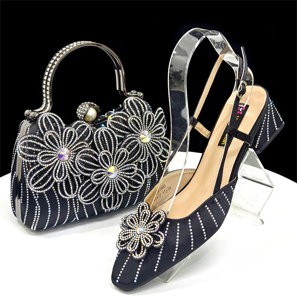 Party Shoes and Bag Heel Decoration Pure Elegant Flower