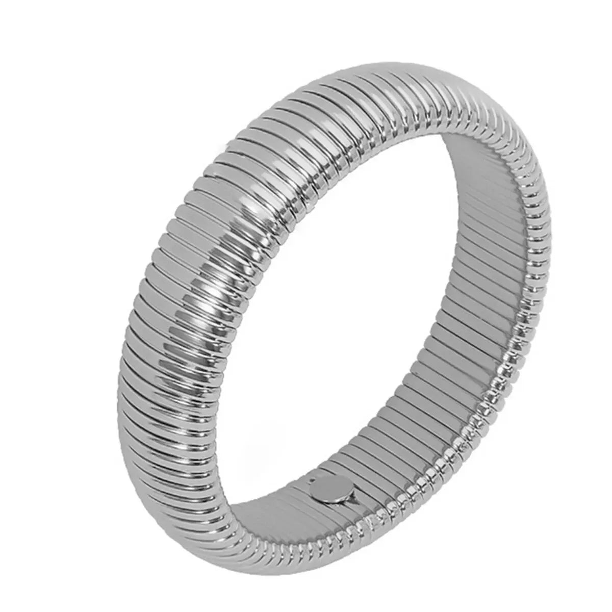 Waterproof Stainless Steel Retro Elasticity Thick Metal Polish Bracelet