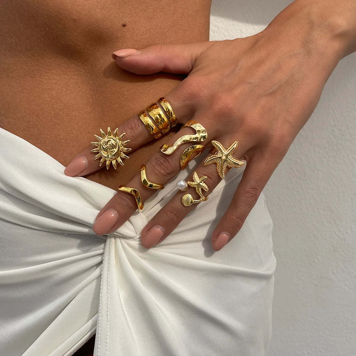 Sun & Starfish Ring Set