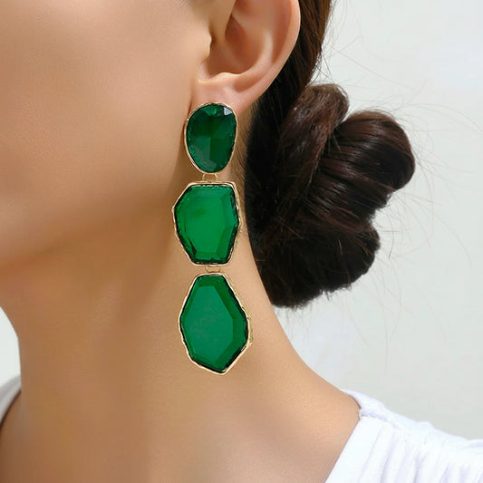 Creative Design Popular Luxury Geometric Resin Charm Long Dangle Drop Earrings