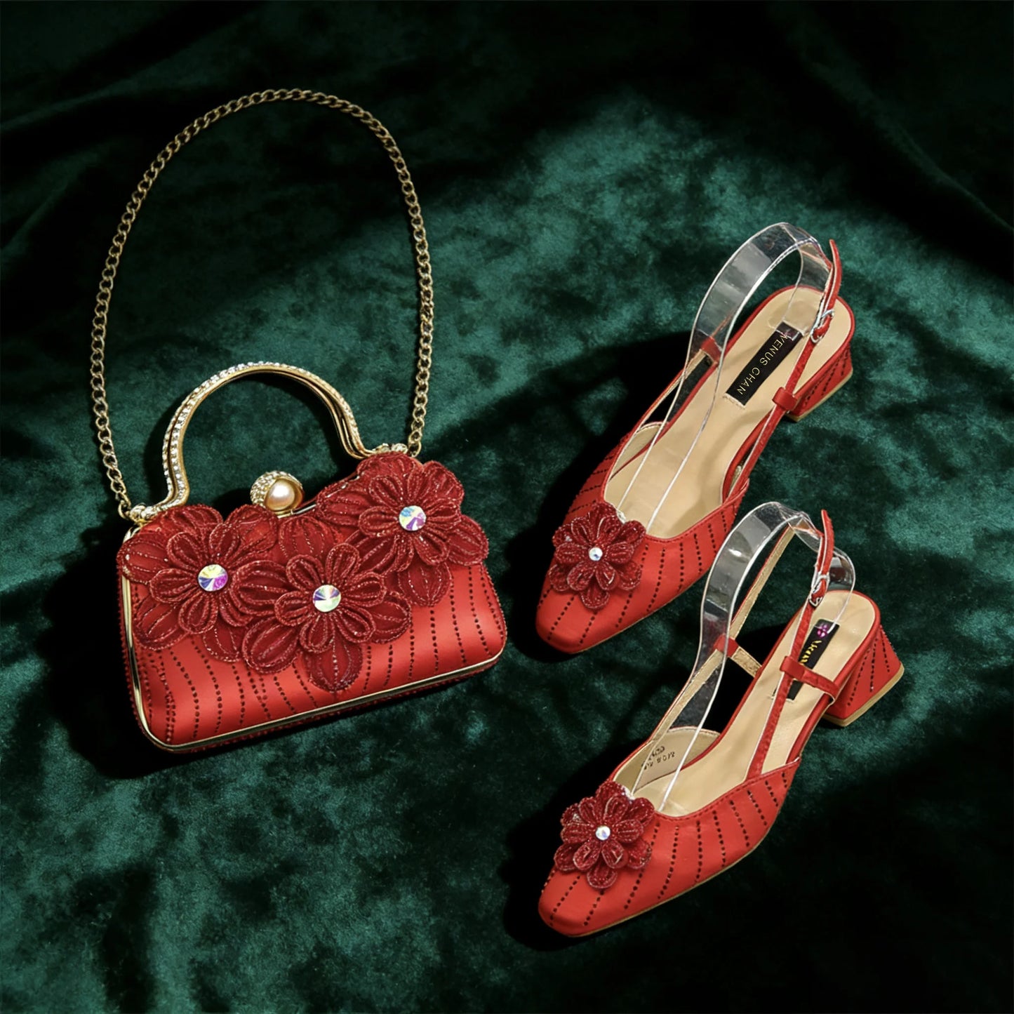 Party Shoes and Bag Heel Decoration Pure Elegant Flower