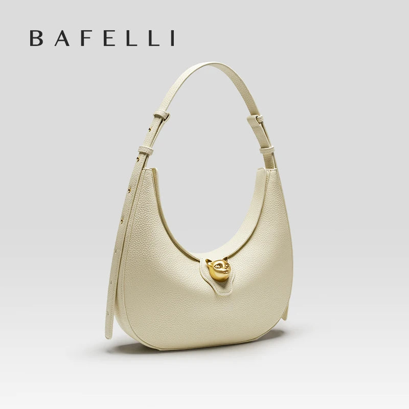 BAFELLI Cat Leather Hobo Shoulder Bag