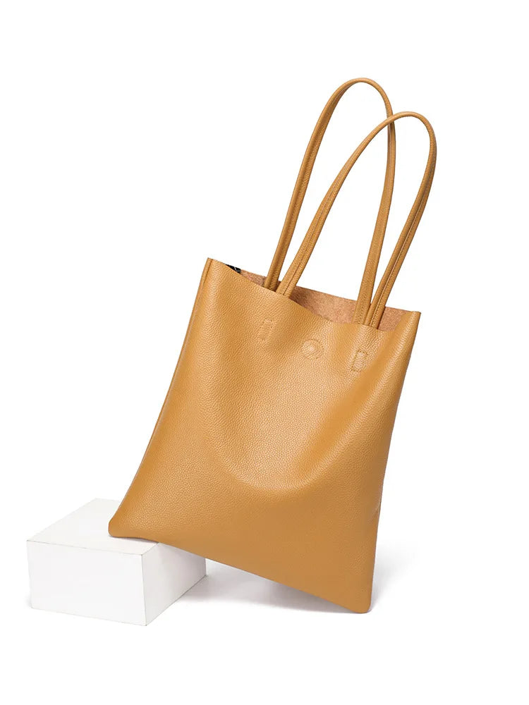 YANATARI Blue Cowhide Leather Bucket Bag