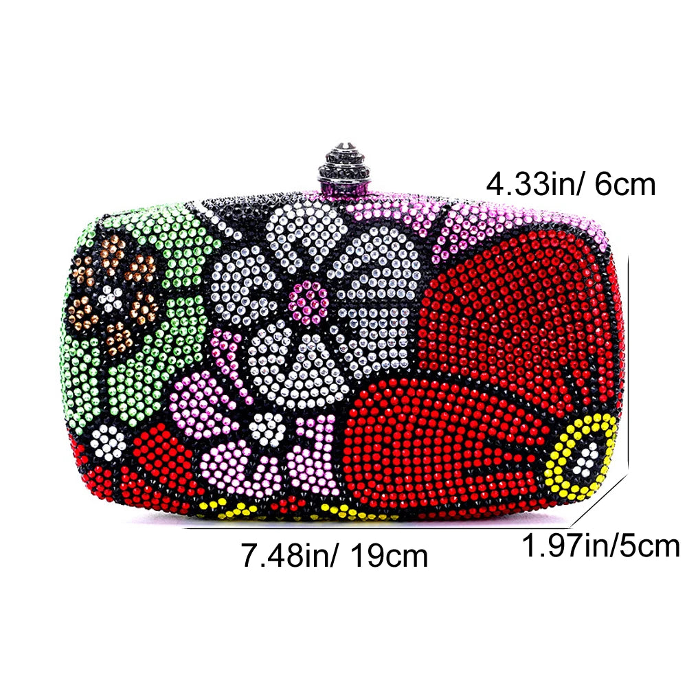 Floral Rhinestone Evening Clutch Bag