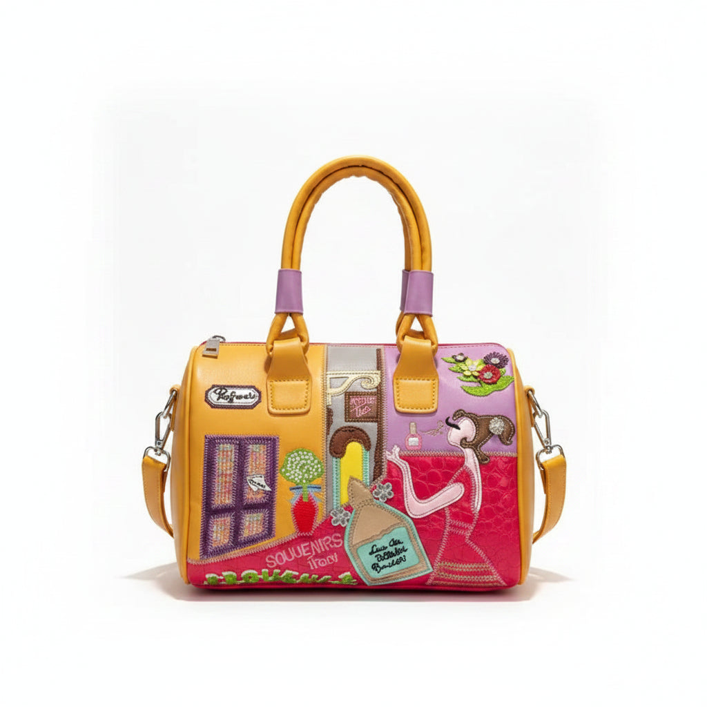 PU Personality Stylish Shoulder Bags Design Patchwork Zipper Bags
