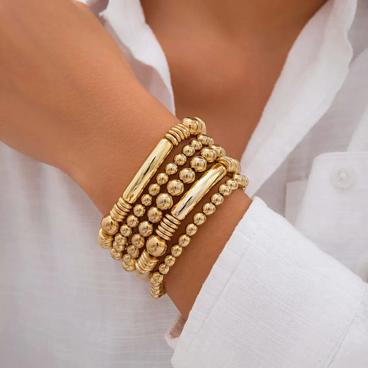 Gold Beaded Bracelet Set