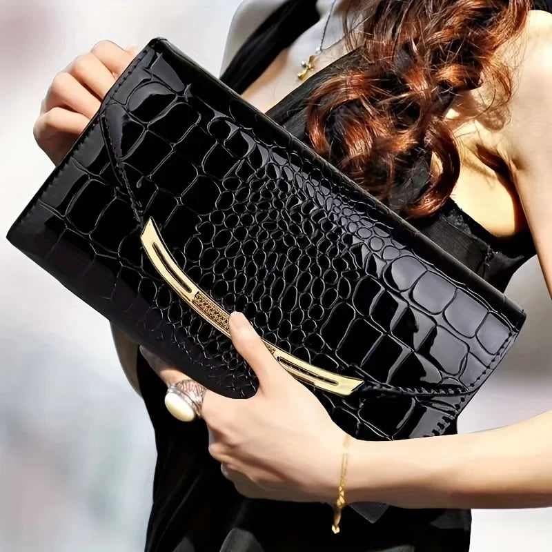 Patent Leather Chain Clutch Bag