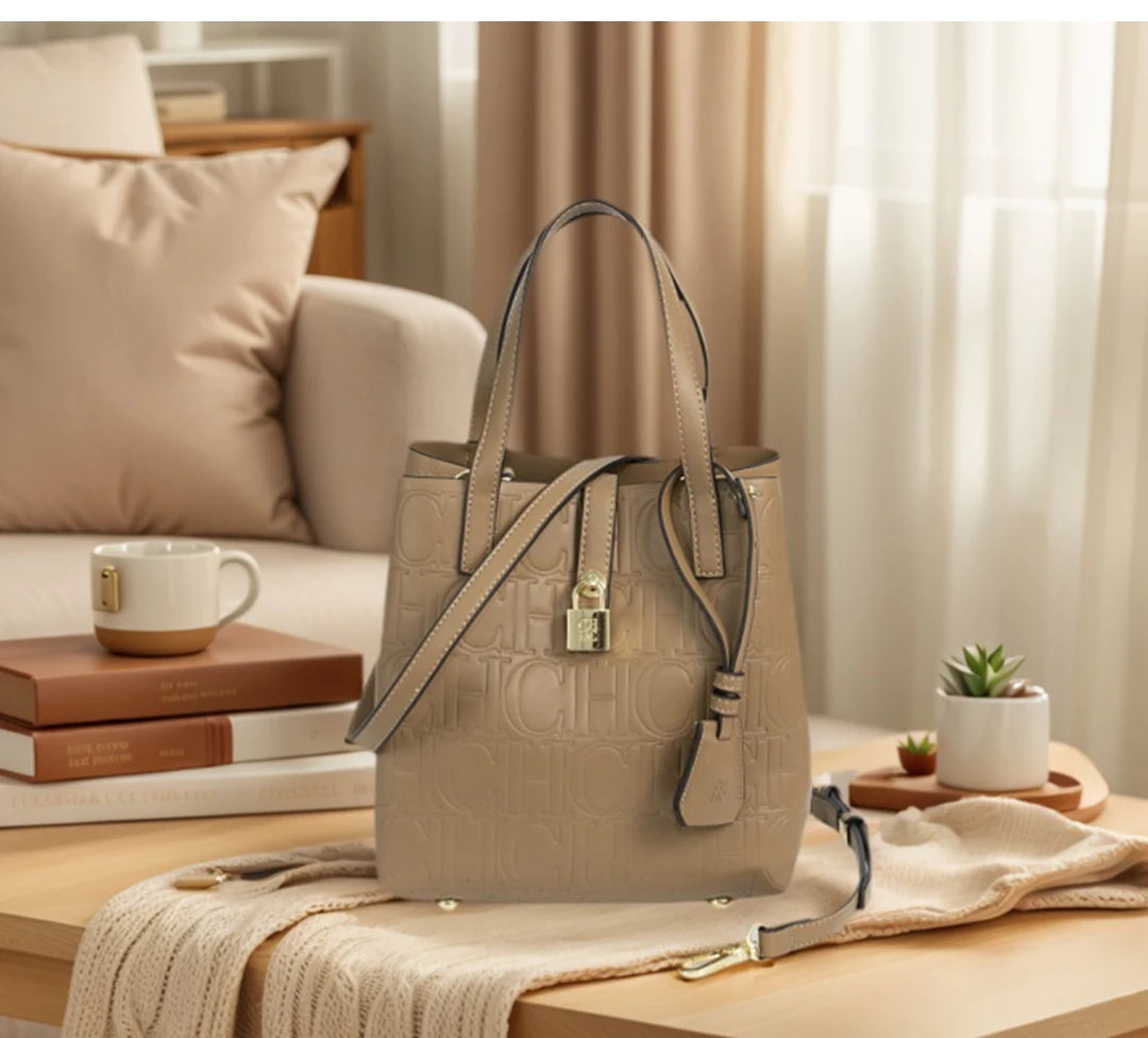 Classic PU Leather Bucket Tote Bag