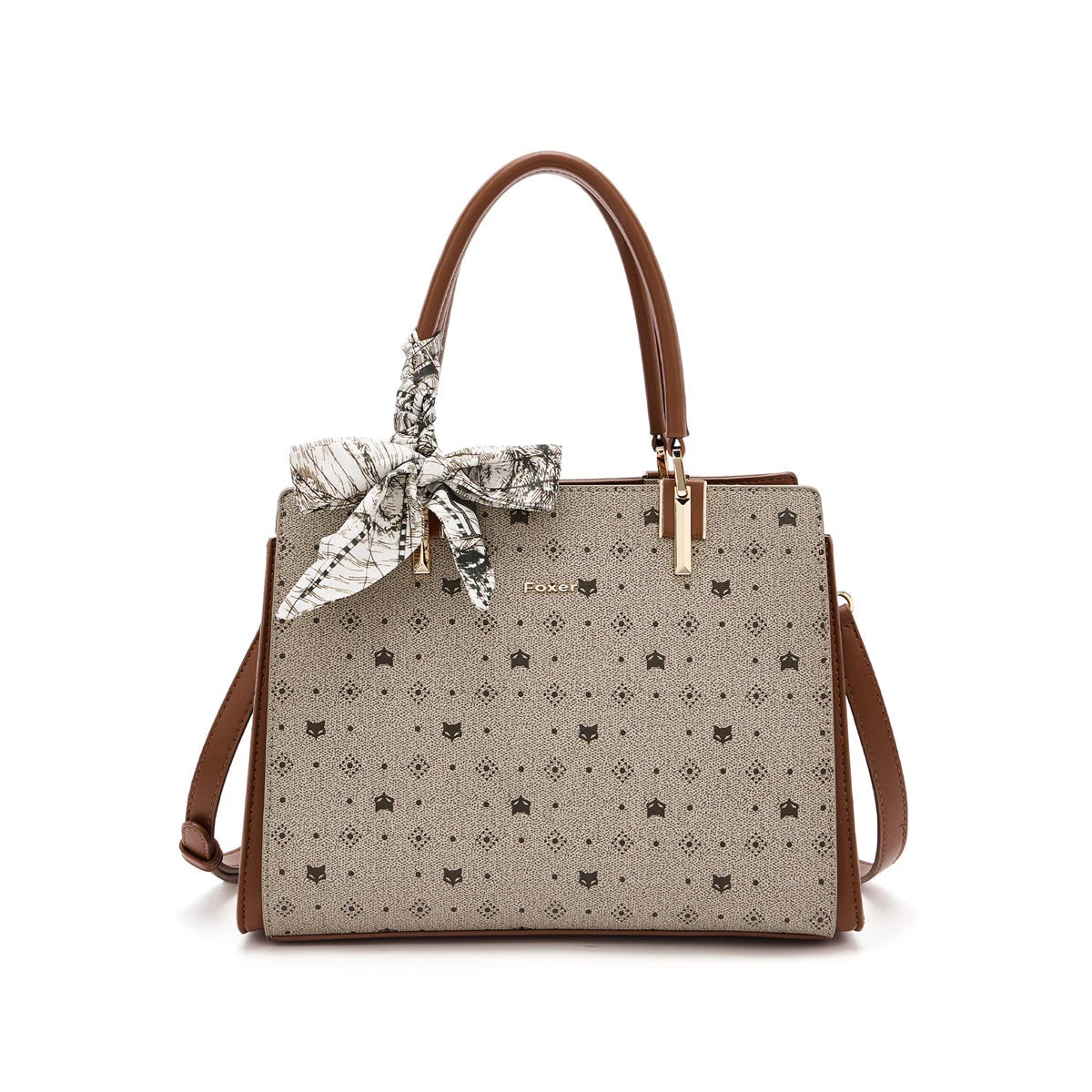 FOXER Monogram Tote Bag with Scarf