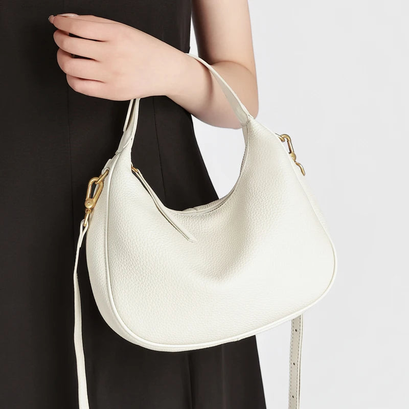 Genuine Cowhide Mini Hobo Crossbody Bag
