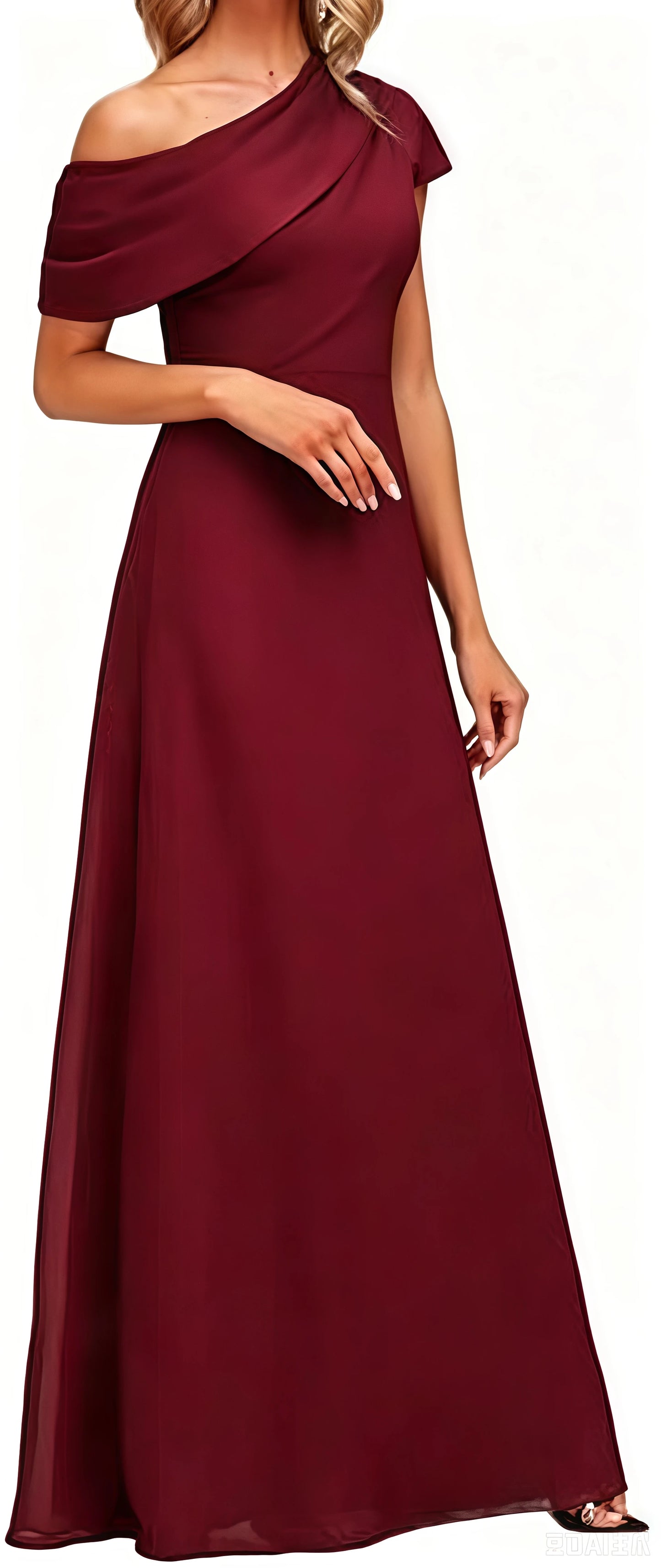 Women's Formal Mother of The Bride Dress Long Floor Length One Shoulder Evening Gown for Wedding Party Cocktail Garden Prom Ball