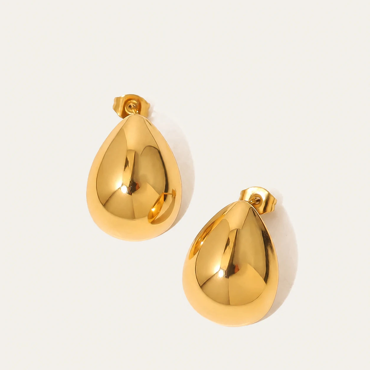 Polished Gold-Plated Drop Earrings