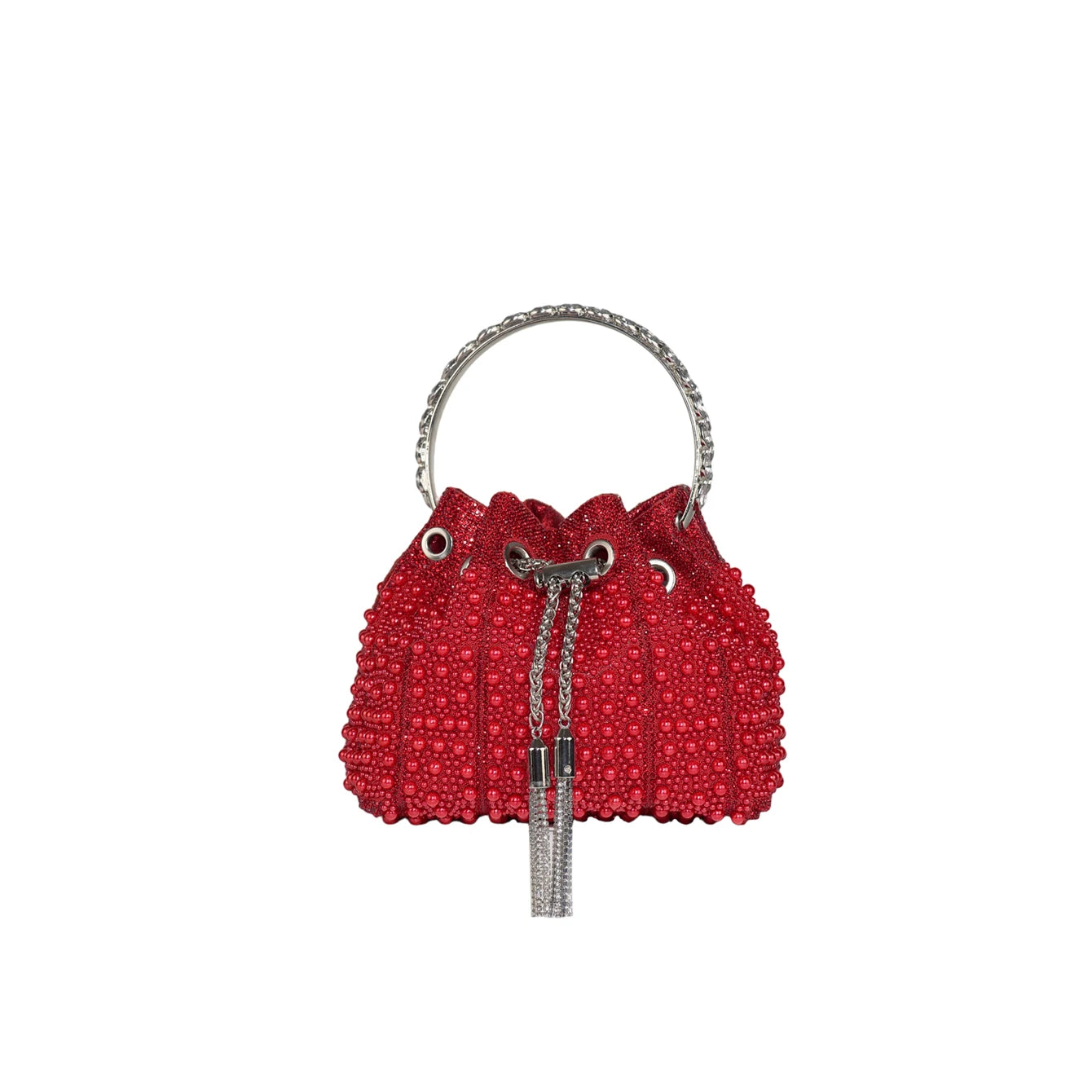 Multicolor Rhinestone Pearl Bucket Bag  luxury bags designers Ring Handle Drawstring Handle Evening Clutch For Wedding Party