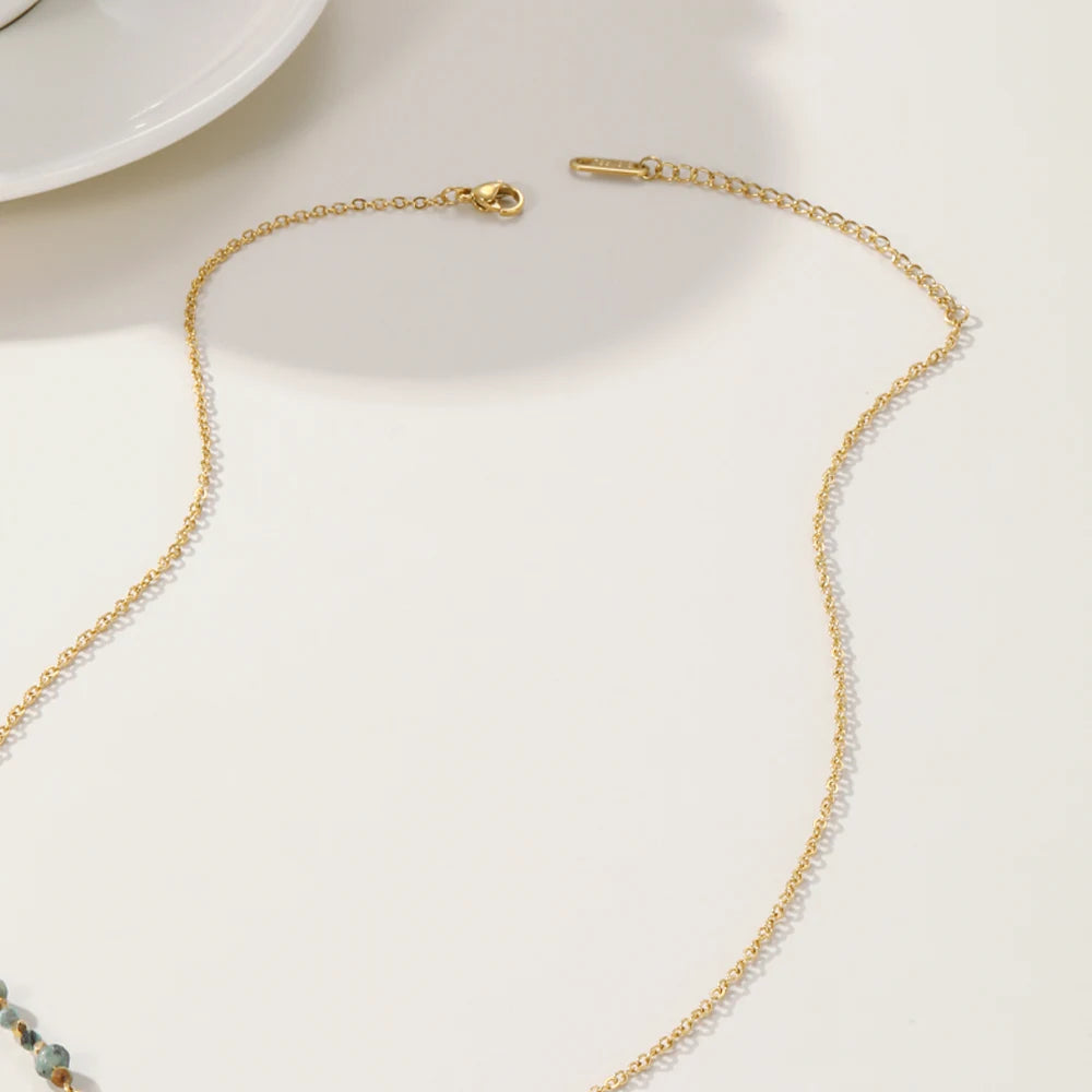 Turquoise Eye Bead & Chain Necklace