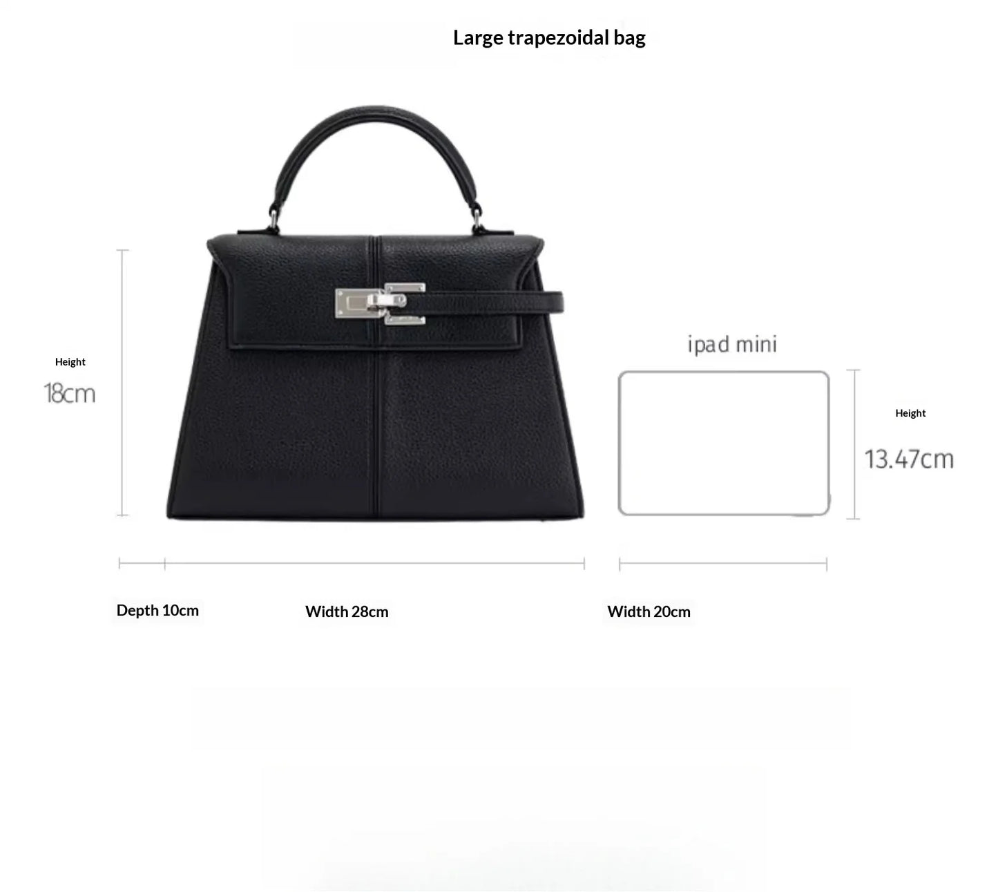 Genuine Leather Trapezoid Crossbody Bag
