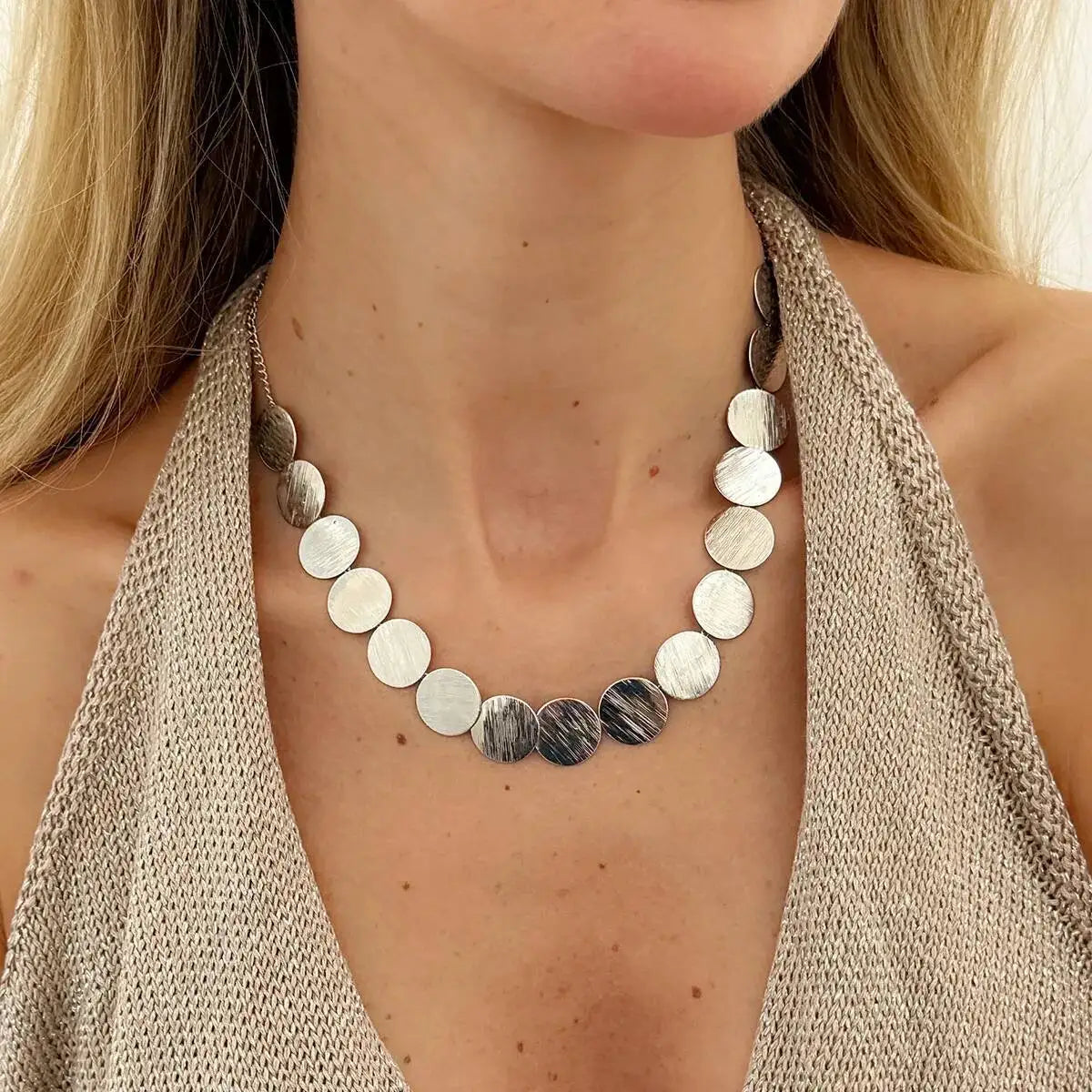 Elegant Metal Sequin Choker