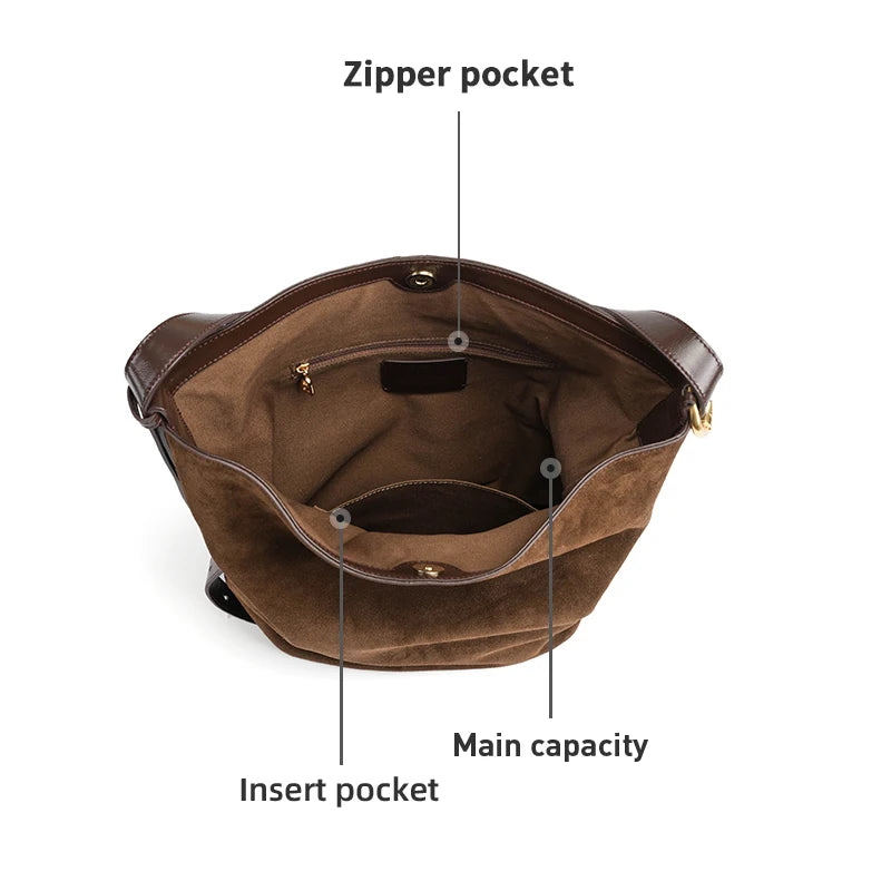 LA FESTIN Leather Bucket Crossbody Bag