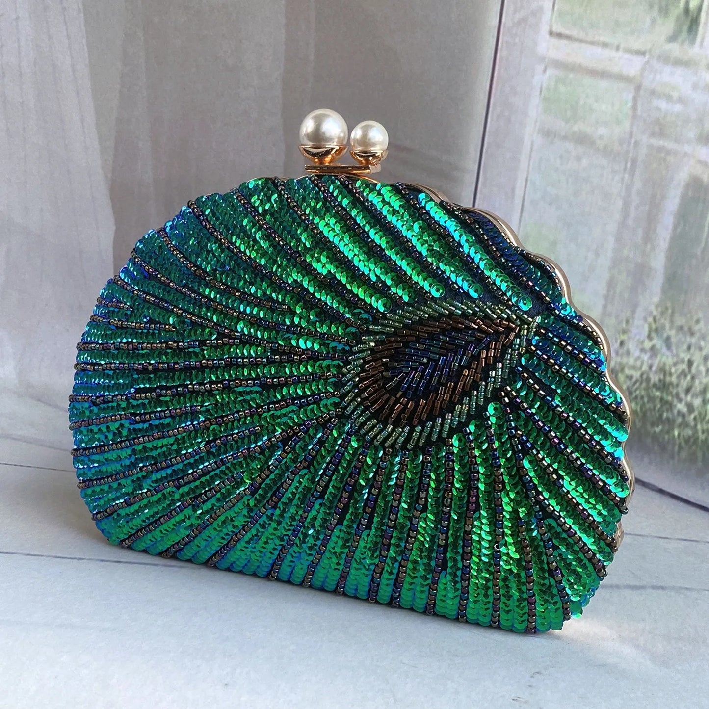 Retro Chinese Style Heavy Craft Beaded Embroidery Bag Evening