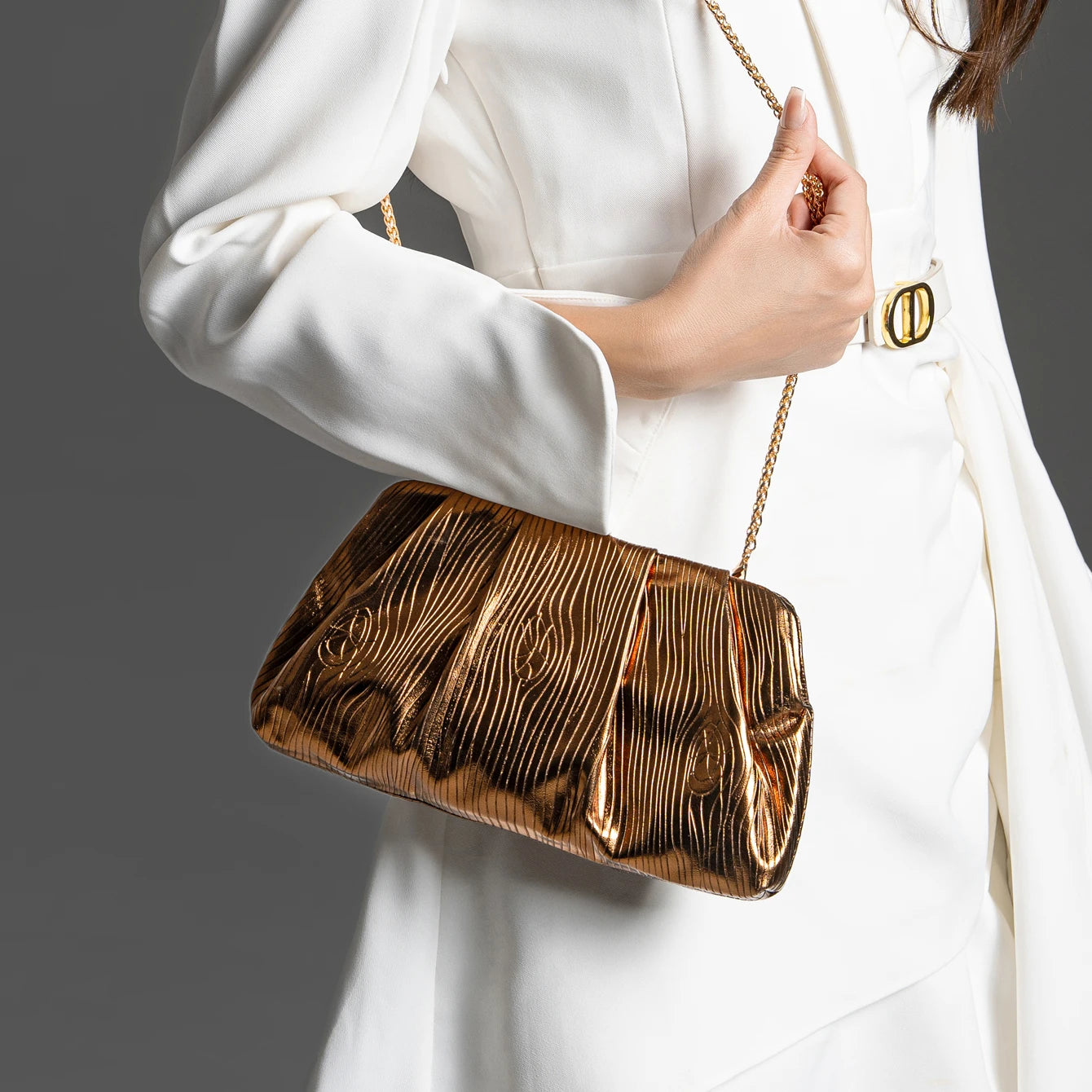 Gold Designer Evening Clutch Bag