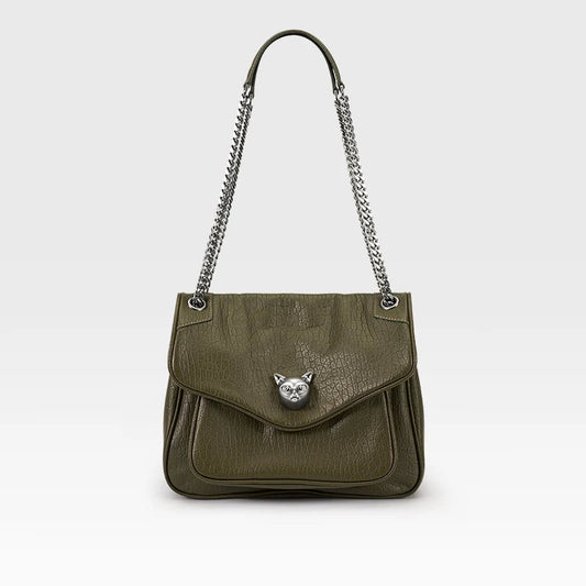 Soft Leather Chain Tote Bag
