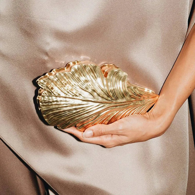 Golden Leaf Acrylic Clutch Bag