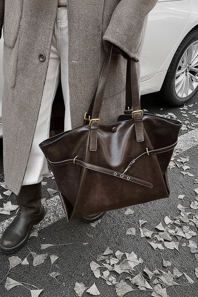 Retro Y2K PU Leather Tote Bag