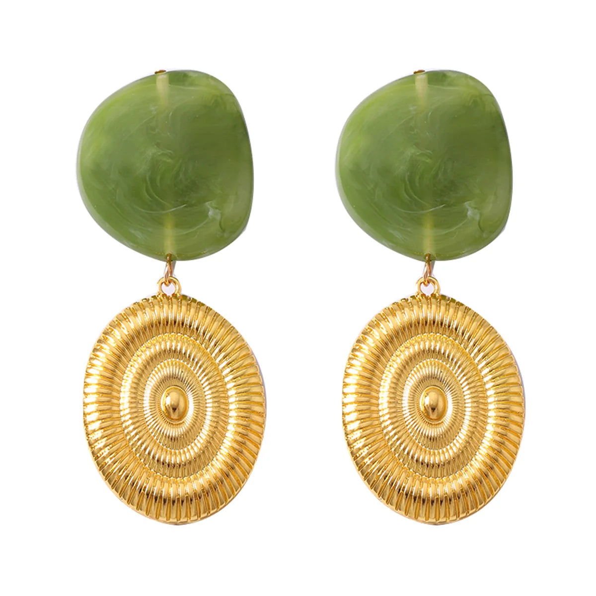 Irregular Geometric Resin Pendant Earrings for Women Ladies Temperament Vintage Metal Shell Drop Earrings Jewelry Accessories