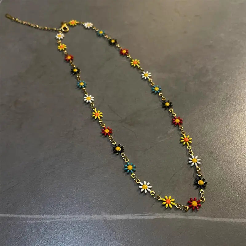 Y2K Colorful Daisy Flower Necklace