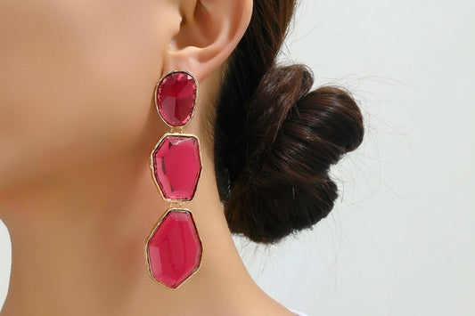 Creative Design Popular Luxury Geometric Resin Charm Long Dangle Drop Earrings