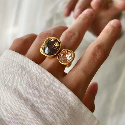 Rhinestone Geometric Ring