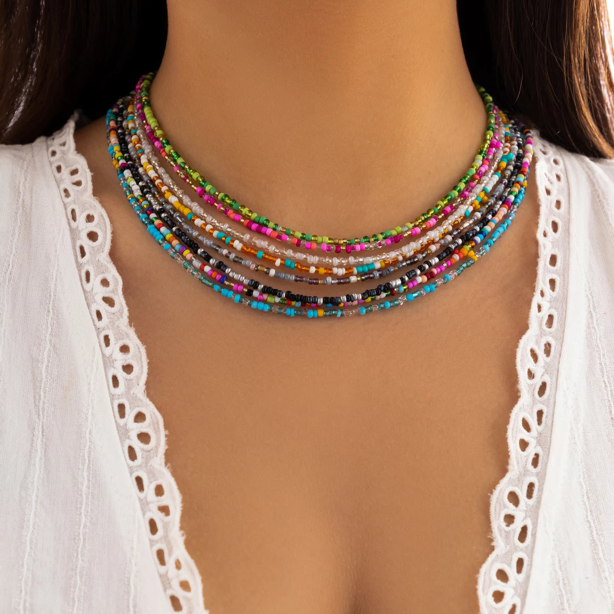 Boho Seed Bead Choker Necklace