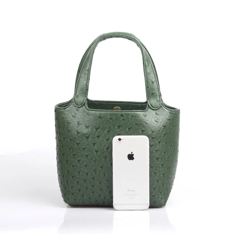 Luxury ostrich-patterned multipurpose tote. 