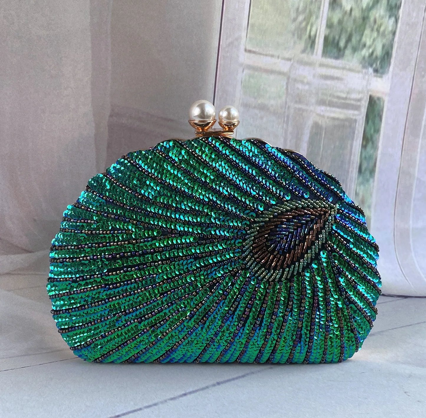 Retro Chinese Style Heavy Craft Beaded Embroidery Bag Evening