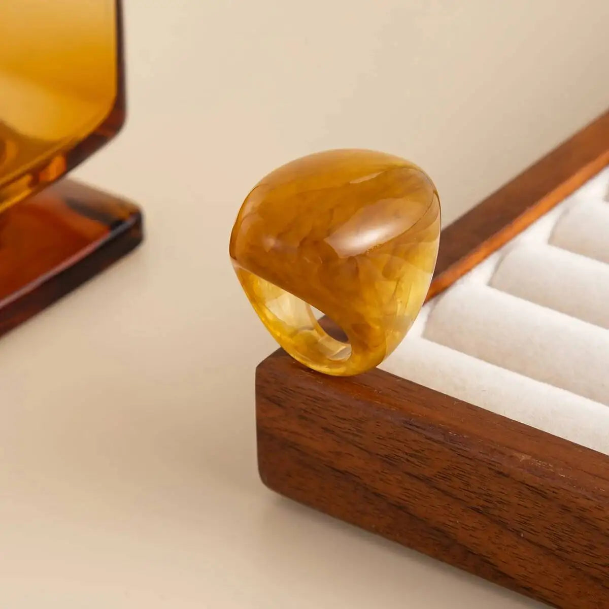 6 Styles Boho Geometric Big Resin Ring