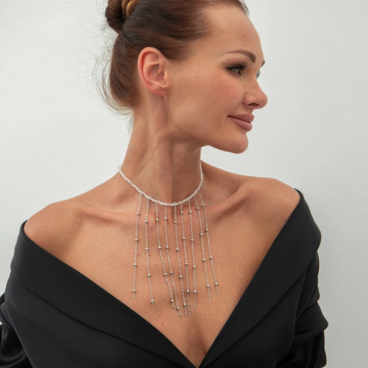 Pearl Tassel Choker Necklace