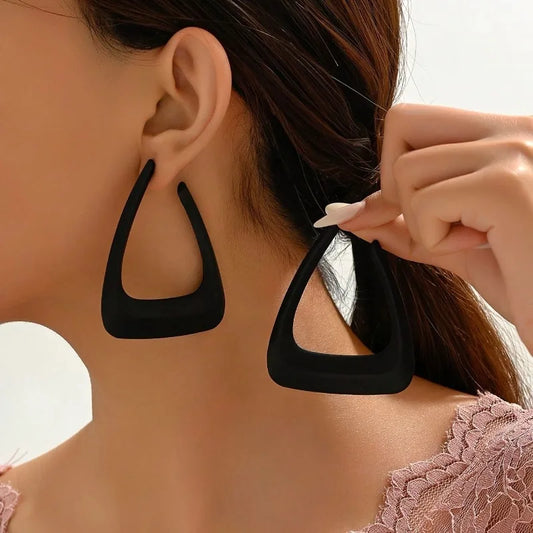 Exaggerated Irregular Geometric Hoop Earrings Simple Versatile Perfect