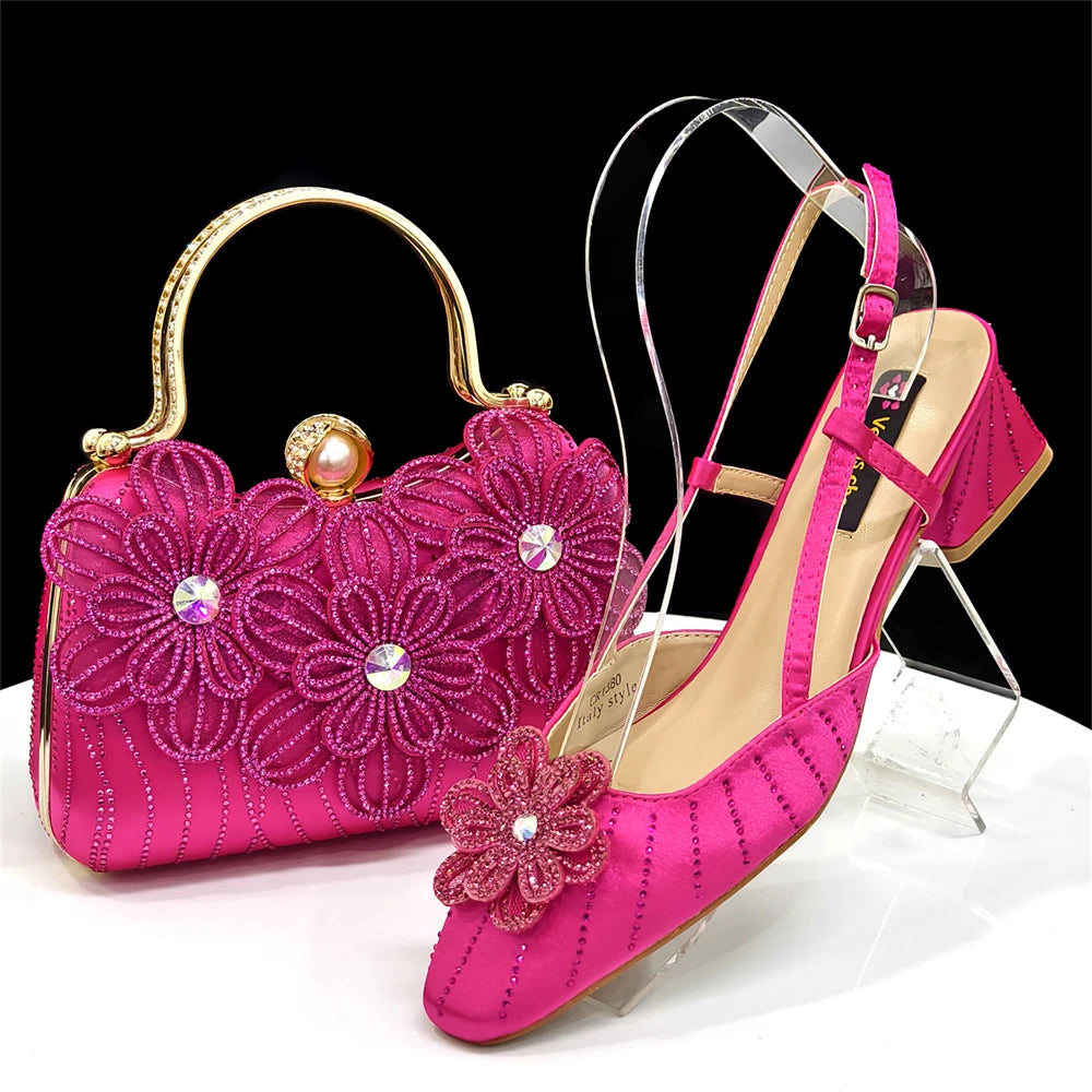 Party Shoes and Bag Heel Decoration Pure Elegant Flower