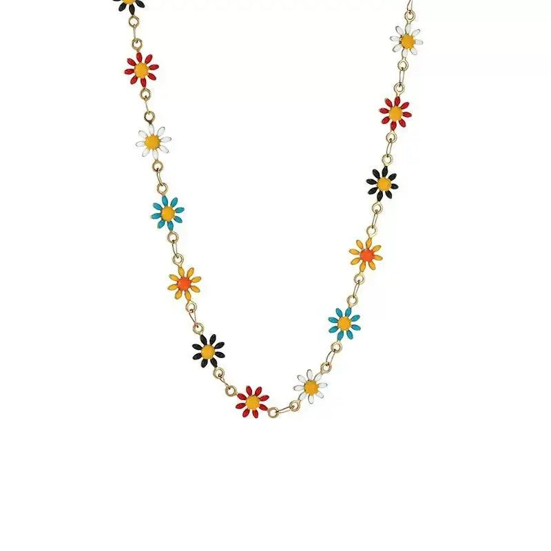 Y2K Colorful Daisy Flower Necklace