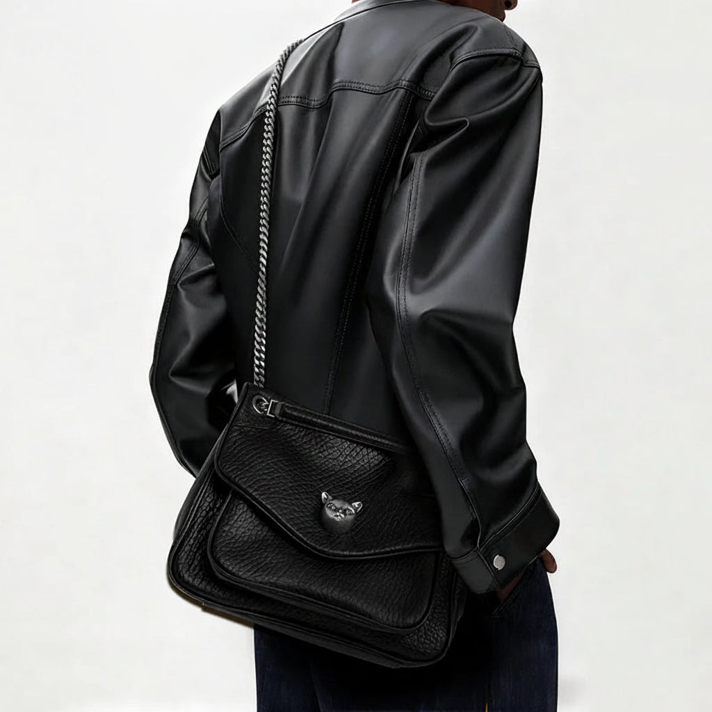 Soft Leather Chain Tote Bag