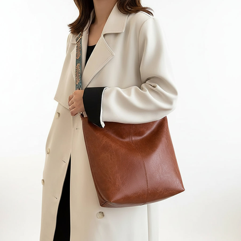 Wide Geometric Strap Shoulder Bag Large Capacity Crossbody Bags,Retro